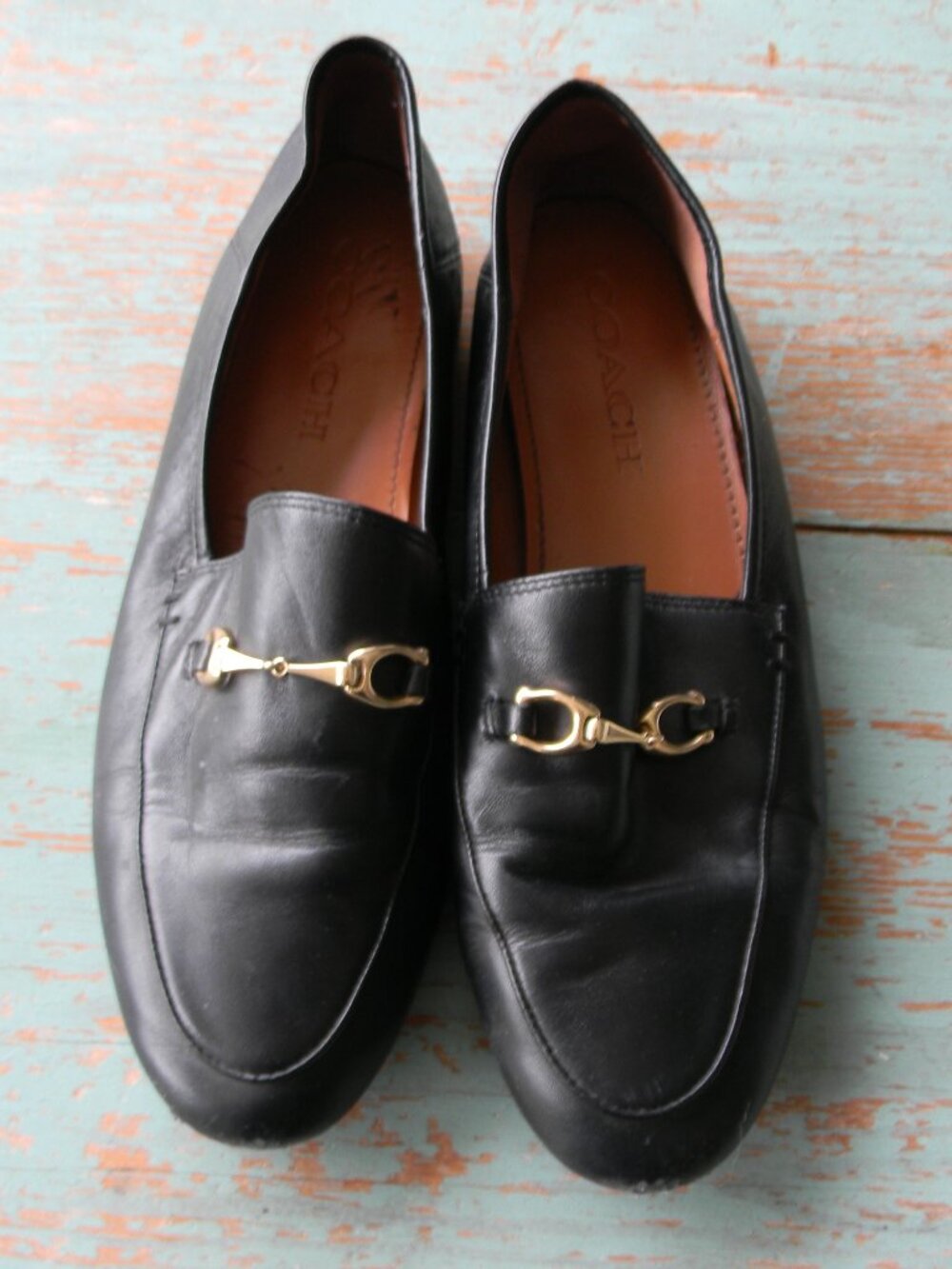 COACH Haley Horsebit Loafers Black Leather Shoes Women's Size US 7